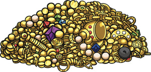 Pirate Gold Treasure Loot Pile Cartoon Vinyl Decal Sticker