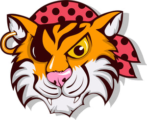 Pirate Tiger Mascot Cartoon Vinyl Decal Sticker