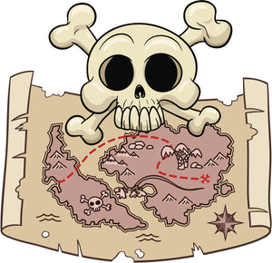 Pirate Treasure Map Skull and Crossbones Cartoon Vinyl Decal Sticker