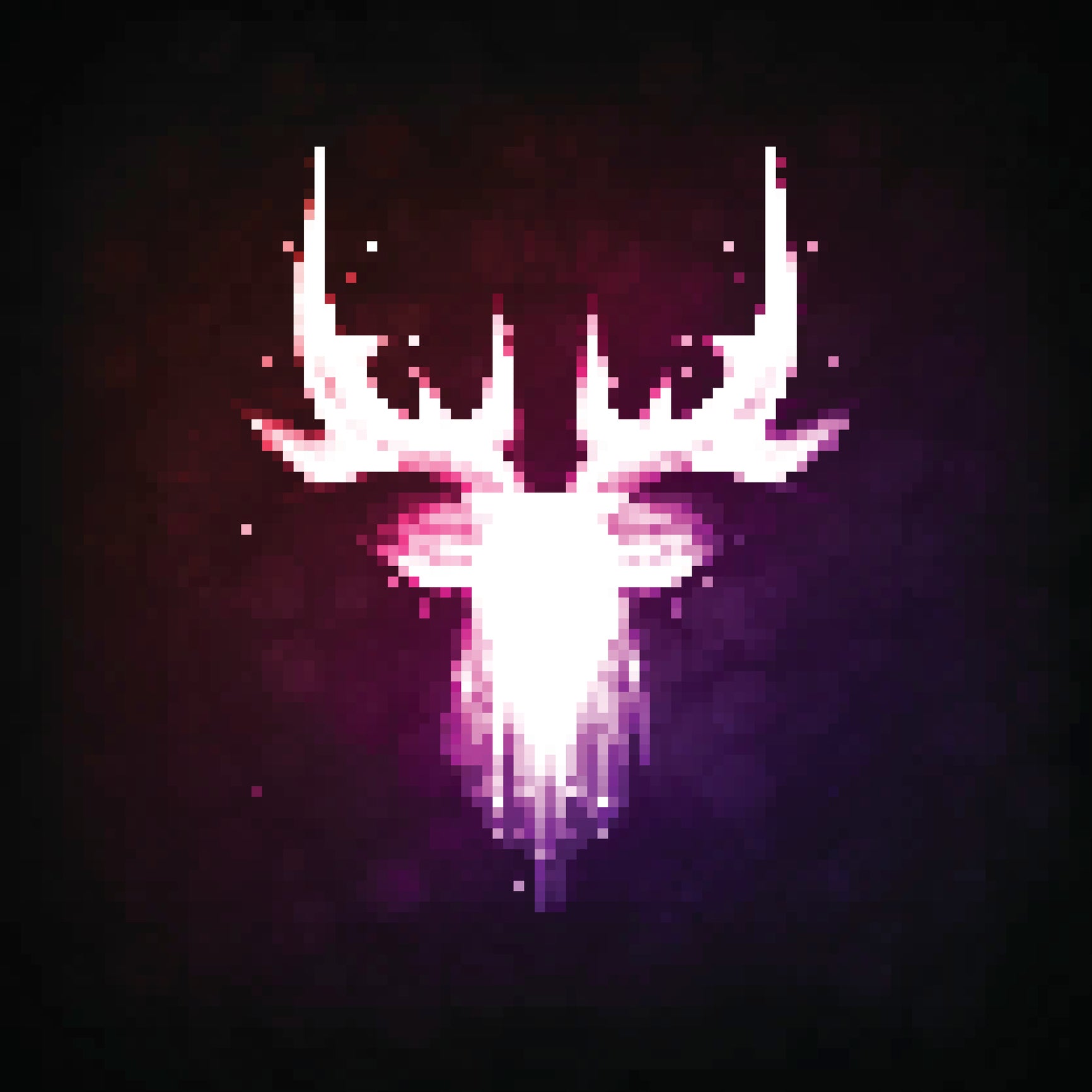 Pixelated Glowing Deer Buck Silhouette Vinyl Decal Sticker