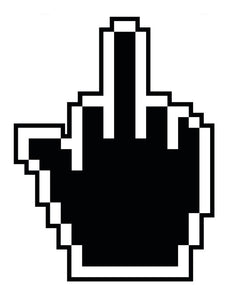 Pixelated Middle Finger Mouse Cursor Icon - Black Vinyl Decal Sticker