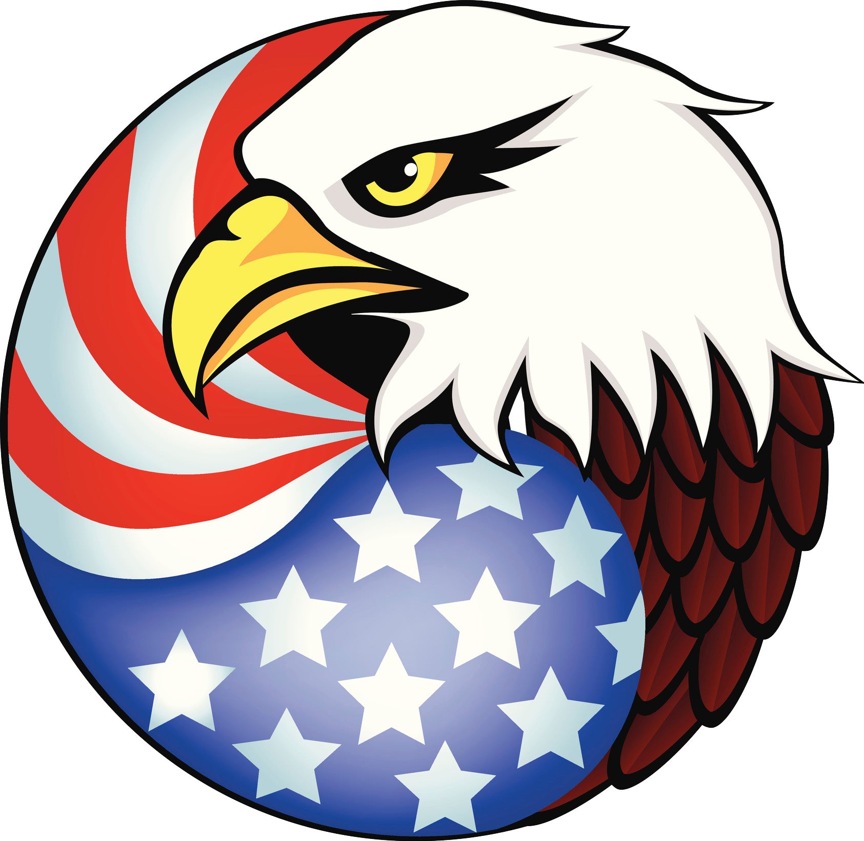 Political Majestic American Flag And Bald Eagle Cartoon Symbol Vinyl Decal Sticker
