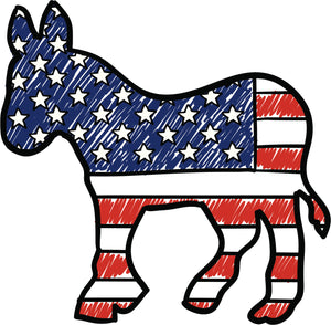 Political Red White And Blue American Pencil Illustration #2 - Democratic Party Donkey Cartoon Vinyl Decal Sticker