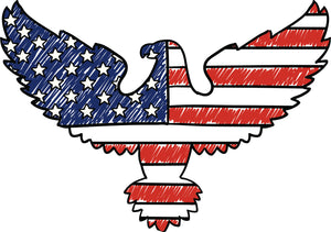 Political Red White And Blue American Pencil Illustration #4 - American Eagle Cartoon Vinyl Decal Sticker