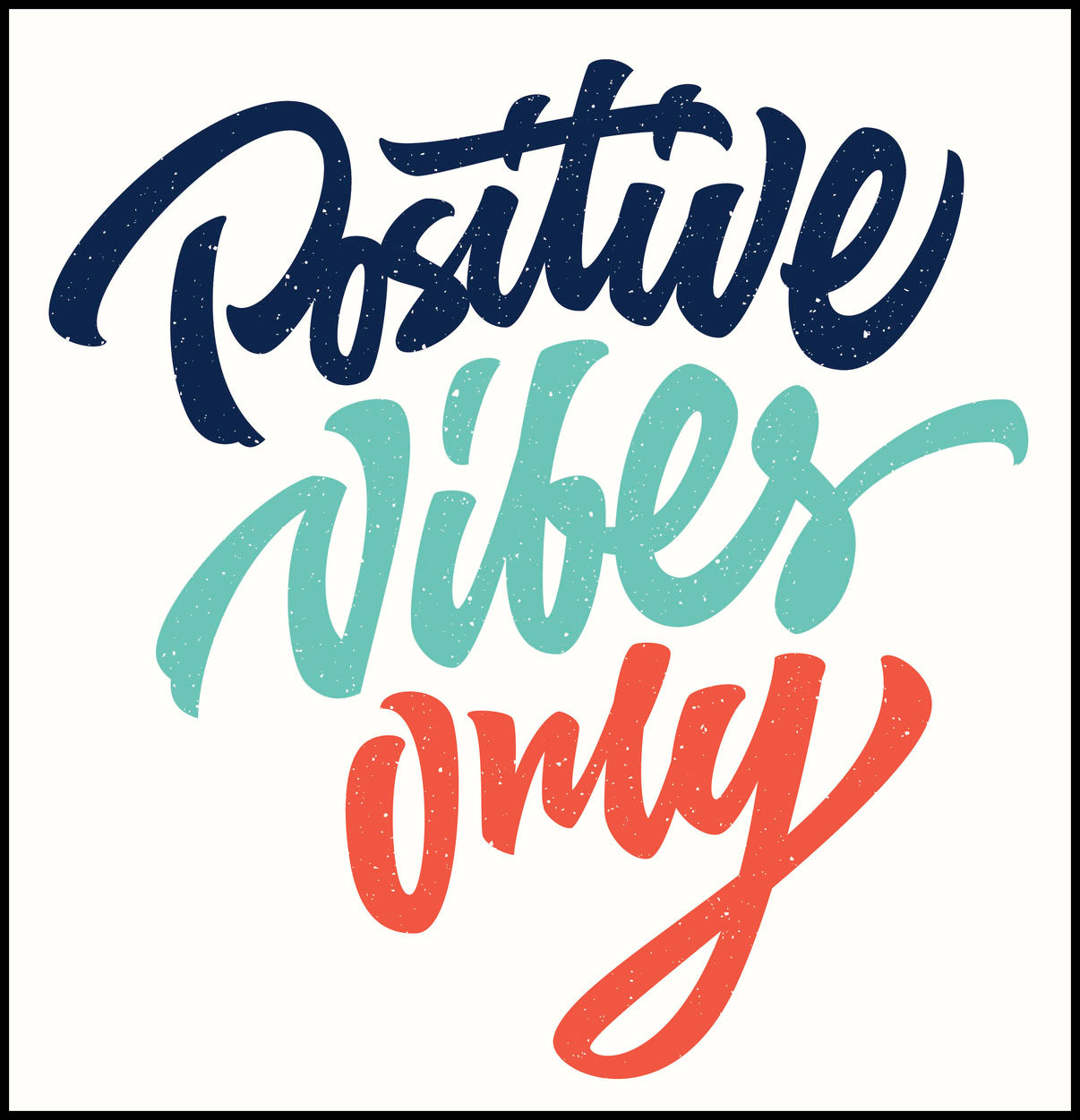 Positive Vibes Only Calligraphy Icon Vinyl Decal Sticker