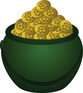 Pot of Gold Lucky Saint Patrick's Day Irish Clover Symbol Holiday Cartoon Vinyl Decal Sticker