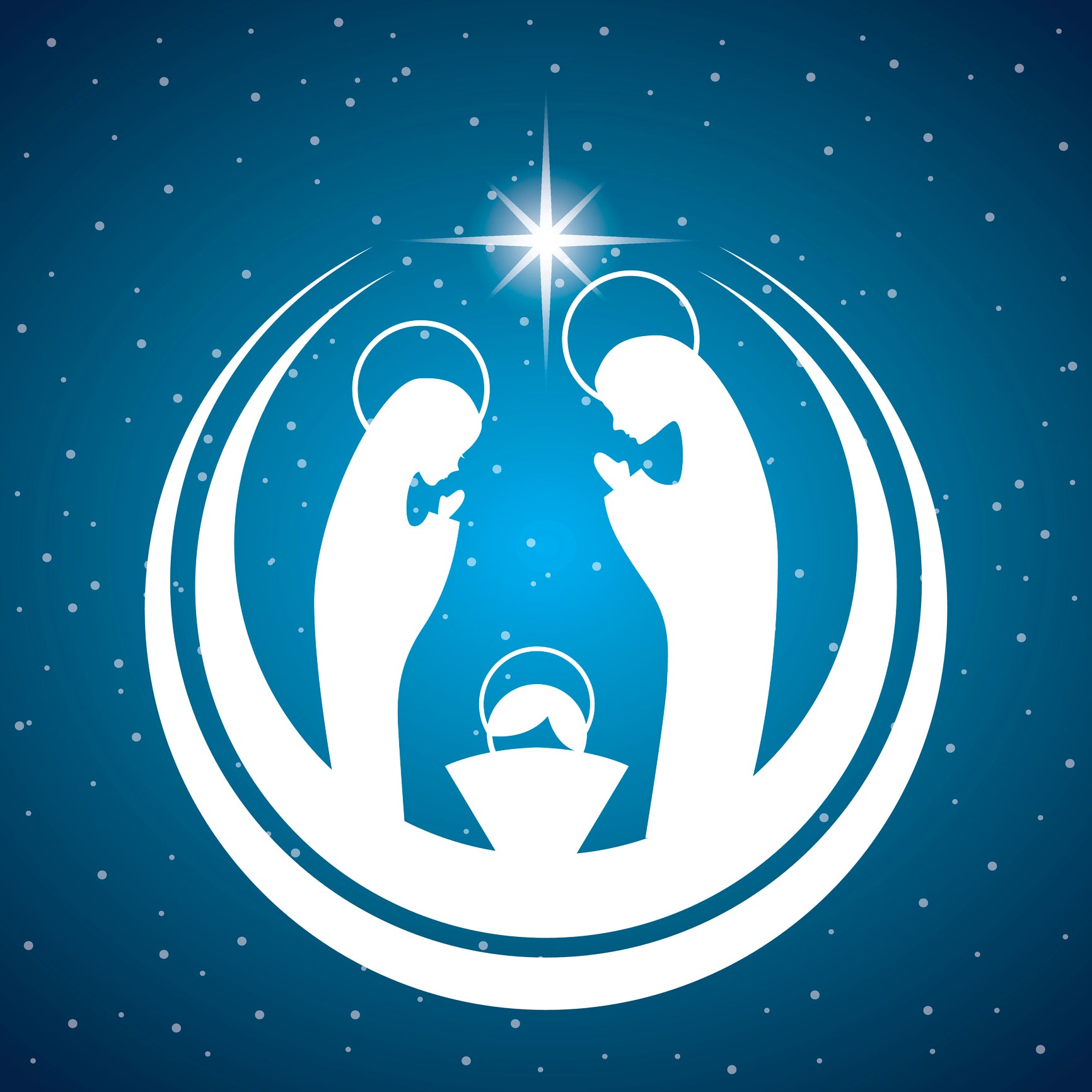 Praying Mother Mary and Joseph Over Manger in the Stars Vinyl Decal Sticker