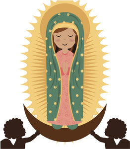 Praying Mother Mary with Two Angels Vinyl Decal Sticker