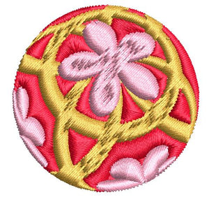 Iron on / Sew On Patch Applique Pretty Delicate Ornate Floral Flower Sphere Cartoon - Pink Gold #4 Embroidered Design