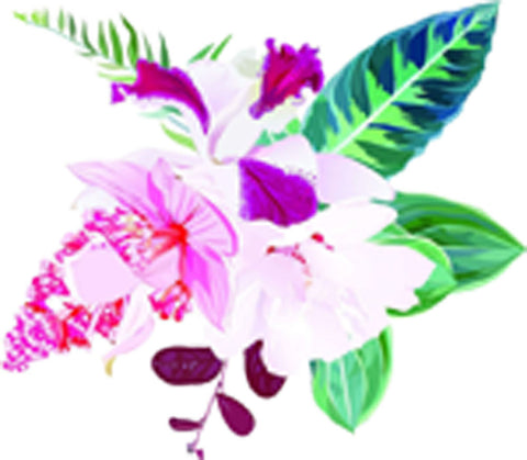 Pretty Elegant Pink Tropical Flower Arrangement Bunch Cartoon - Cherry Blossom Vinyl Decal Sticker