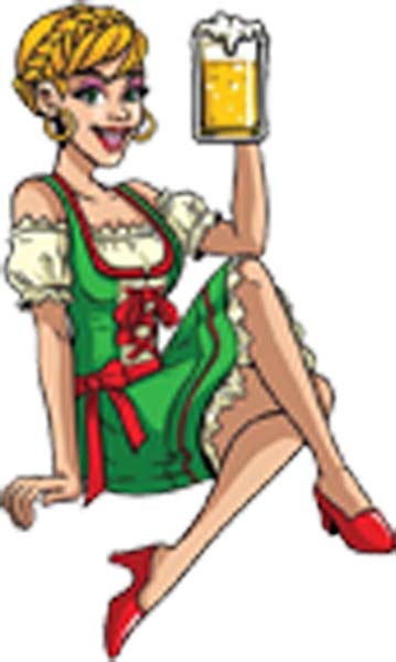 Pretty Sexy Hot German Beer Maid Posing Cartoon Vinyl Decal Sticker