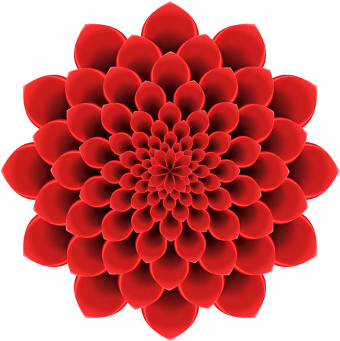 Pretty 3-D Optical Illusion Mandala Dahlia Flower - Red Vinyl Decal Sticker