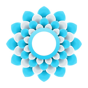 Pretty 3-D Optical Illusion Mandala Flower - Aqua and White Vinyl Decal Sticker