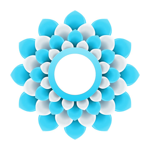 Pretty 3-D Optical Illusion Mandala Flower - Aqua and White Vinyl Decal Sticker