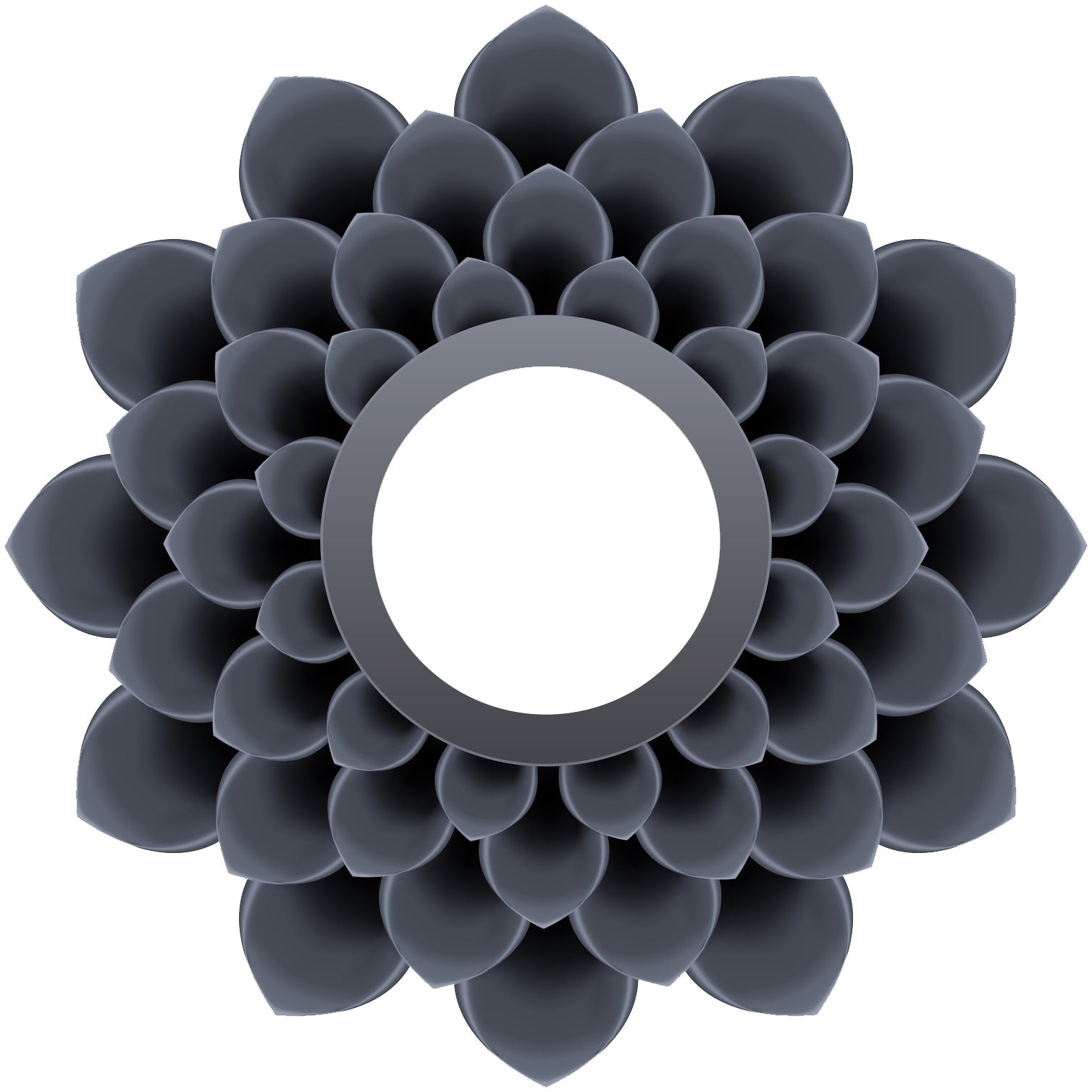 Pretty 3-D Optical Illusion Mandala Flower - Black Gray Vinyl Decal Sticker
