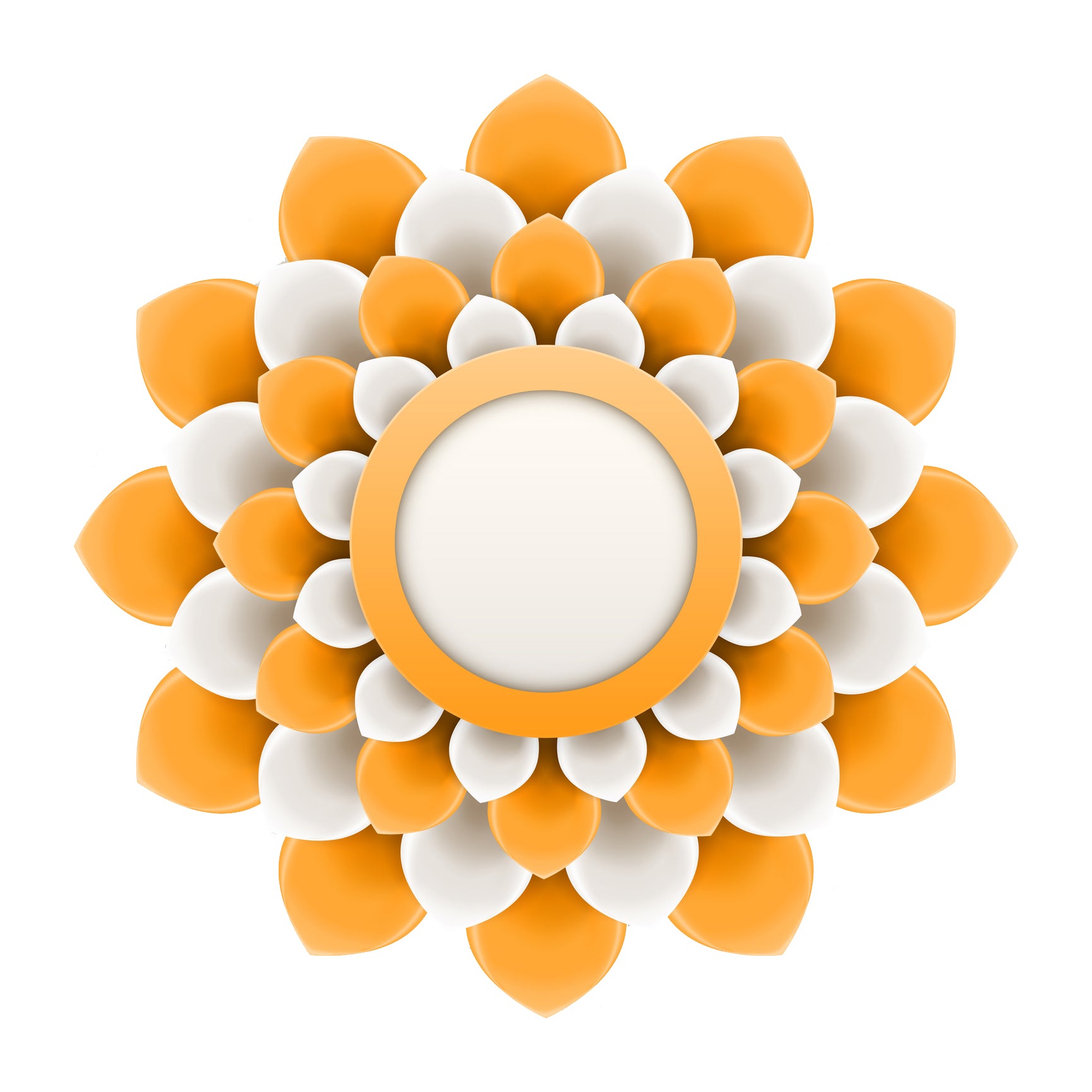 Pretty 3-D Optical Illusion Mandala Flower - Orange White Vinyl Decal Sticker