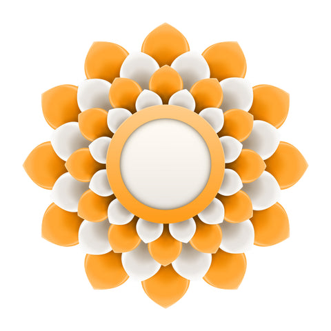 Pretty 3-D Optical Illusion Mandala Flower - Orange White Vinyl Decal Sticker
