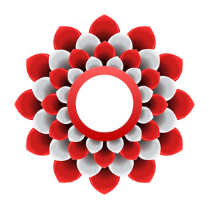 Pretty 3-D Optical Illusion Mandala Flower - Red and White Vinyl Decal Sticker