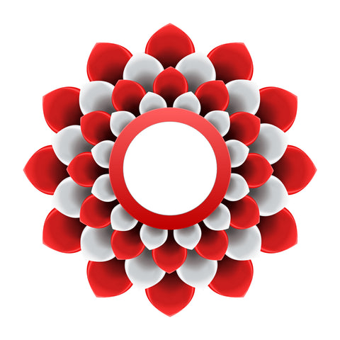 Pretty 3-D Optical Illusion Mandala Flower - Red and White Vinyl Decal Sticker