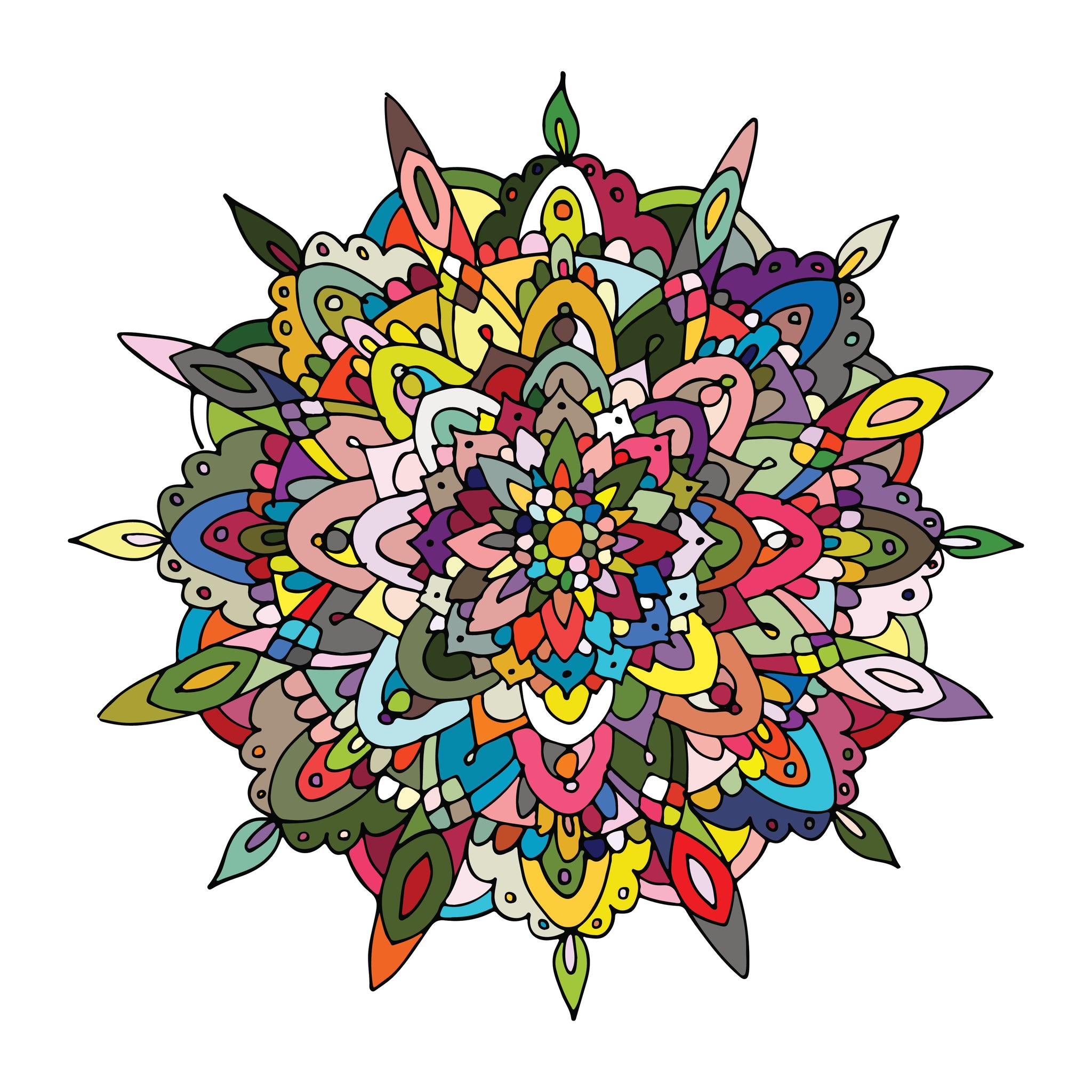 Pretty Abstract Rainbow Mandala Flower #1 Vinyl Decal Sticker
