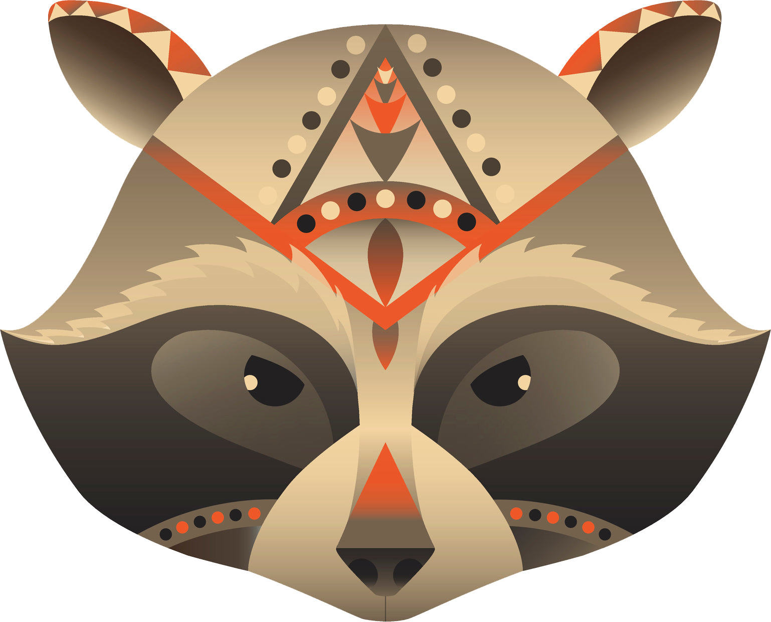 Pretty Abstract Tribal Tattoo Animal Art Cartoon - Raccoon Vinyl Decal Sticker