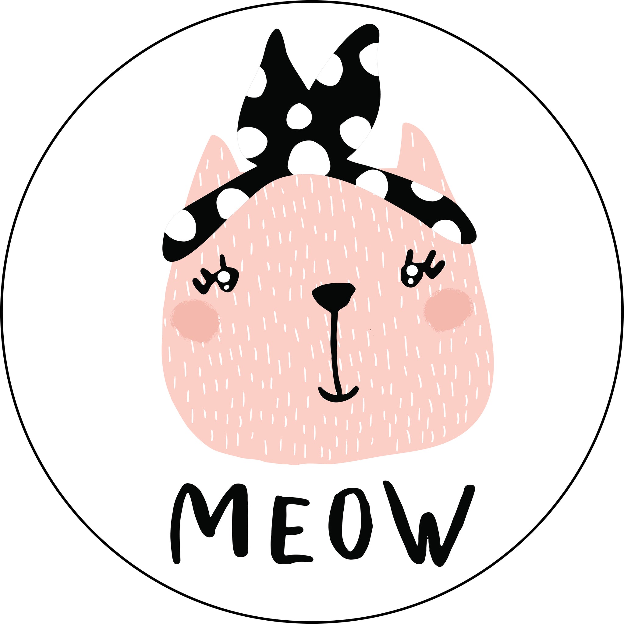 Pretty Adorable Girly Fancy Pink Kitty Cat With Meow Caption Cartoon Vinyl Decal Sticker
