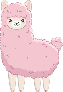 Pretty Adorable Kawaii Pink Fluffy Llama Nursery Children Cartoon Vinyl Decal Sticker
