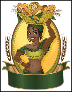 Pretty Afro African Woman Wheat Farmer Cartoon Icon Vinyl Decal Sticker