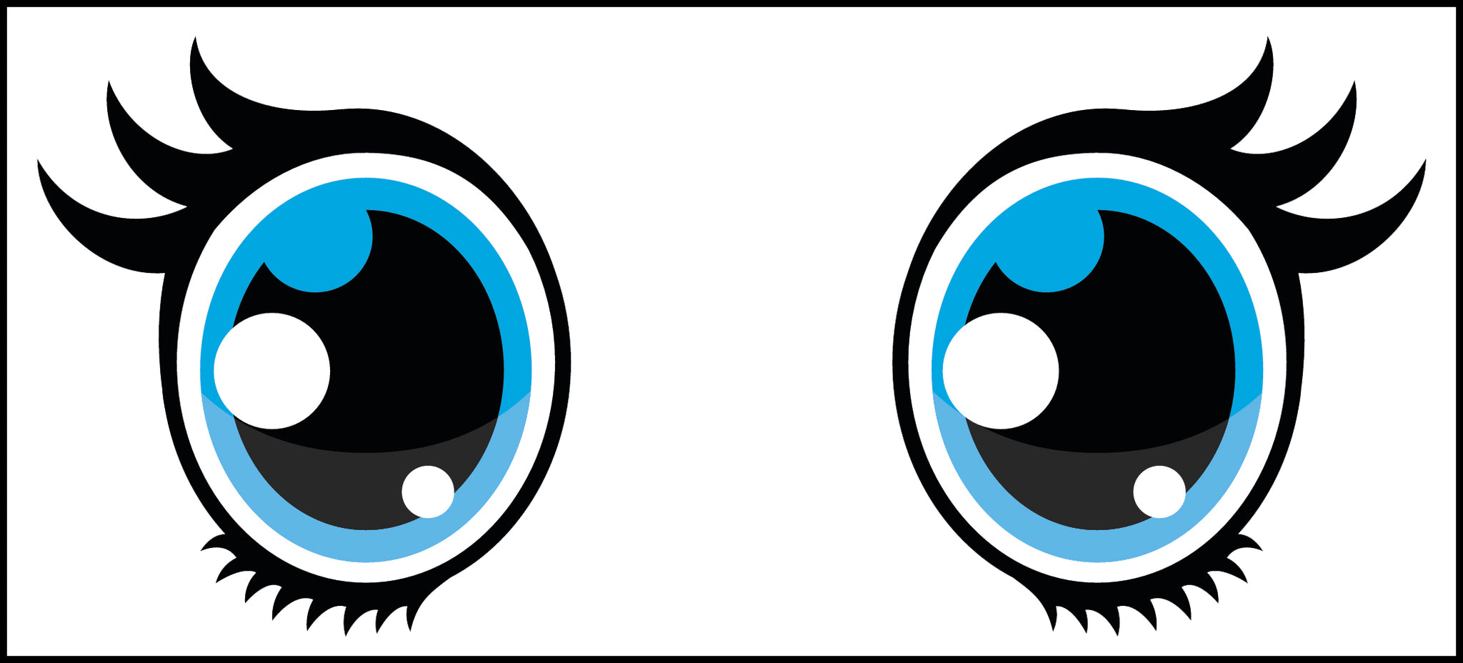 Pretty Anime Cartoon Face Parts - Big Eyes Blue Vinyl Decal Sticker