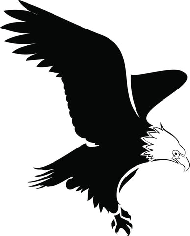 Pretty Black and White Exotic Bird Cartoon - Bald Eagle Vinyl Decal Sticker