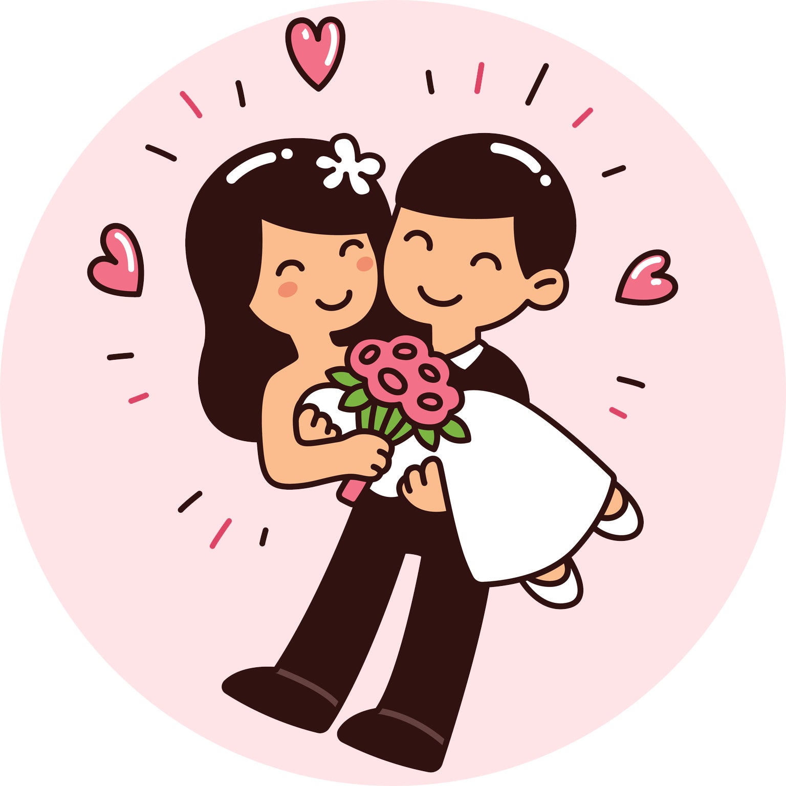 Pretty Happy Just Married Kawaii Couple Icon Vinyl Decal Sticker