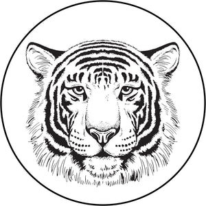 Pretty Majestic Zoo Animal Pen Sketch Head - Tiger Vinyl Decal Sticker