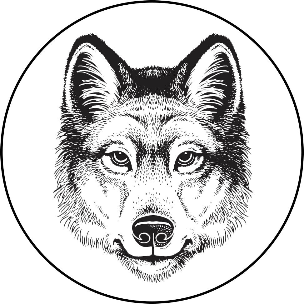 Pretty Majestic Zoo Animal Pen Sketch Head - Wolf Vinyl Decal Sticker