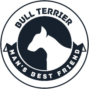 Pure Breed Puppy Dog Silhouette with Man's Best Friend Banner Icon #1 - Bull Terrier Vinyl Decal Sticker