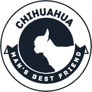 Pure Breed Puppy Dog Silhouette with Man's Best Friend Banner Icon #1 - Chihuahua Vinyl Decal Sticker