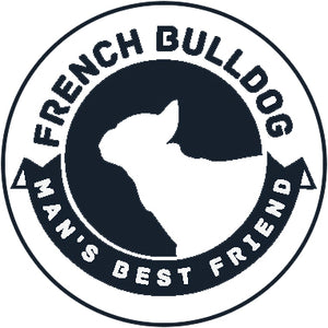 Pure Breed Puppy Dog Silhouette with Man's Best Friend Banner Icon #1 - French Bulldog Vinyl Decal Sticker