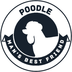 Pure Breed Puppy Dog Silhouette with Man's Best Friend Banner Icon #1 - Poodle Vinyl Decal Sticker