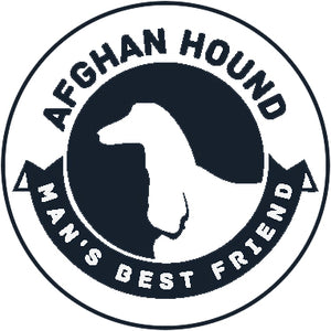 Pure Breed Puppy Dog Silhouette with Man's Best Friend Banner Icon #2 - Afghan Hound Vinyl Decal Sticker