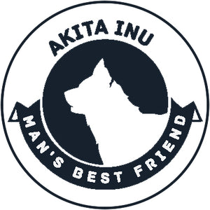 Pure Breed Puppy Dog Silhouette with Man's Best Friend Banner Icon #2 - Akita Inu Vinyl Decal Sticker