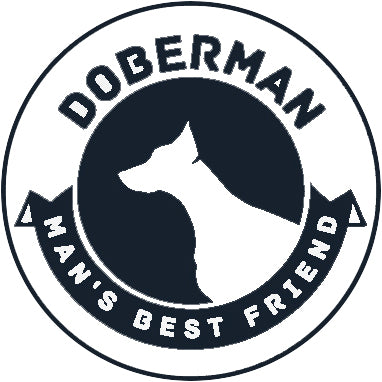 Pure Breed Puppy Dog Silhouette with Man's Best Friend Banner Icon #2 - Doberman Vinyl Decal Sticker