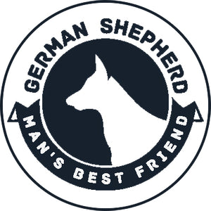 Pure Breed Puppy Dog Silhouette with Man's Best Friend Banner Icon #2 - German Shepherd Vinyl Decal Sticker