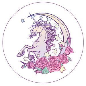 Purple Majestic Unicorn with Pink Roses Vinyl Decal Sticker