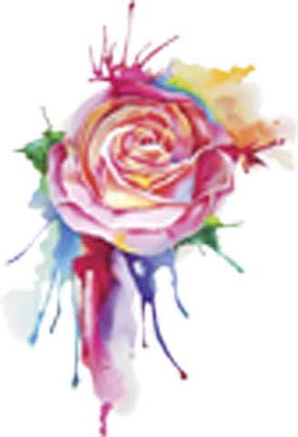 Rainbow Watercolor Paint Splatter Pink Rose Vinyl Decal Sticker