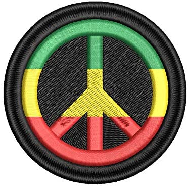 Iron on / Sew On Patch Applique Rasta Color Peace Symbol #2 Embroidered Design