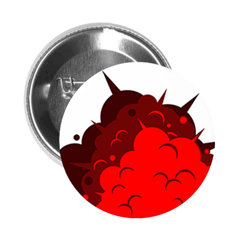Round Pinback Button Pin Brooch Red Angry Fight Cloud Cartoon