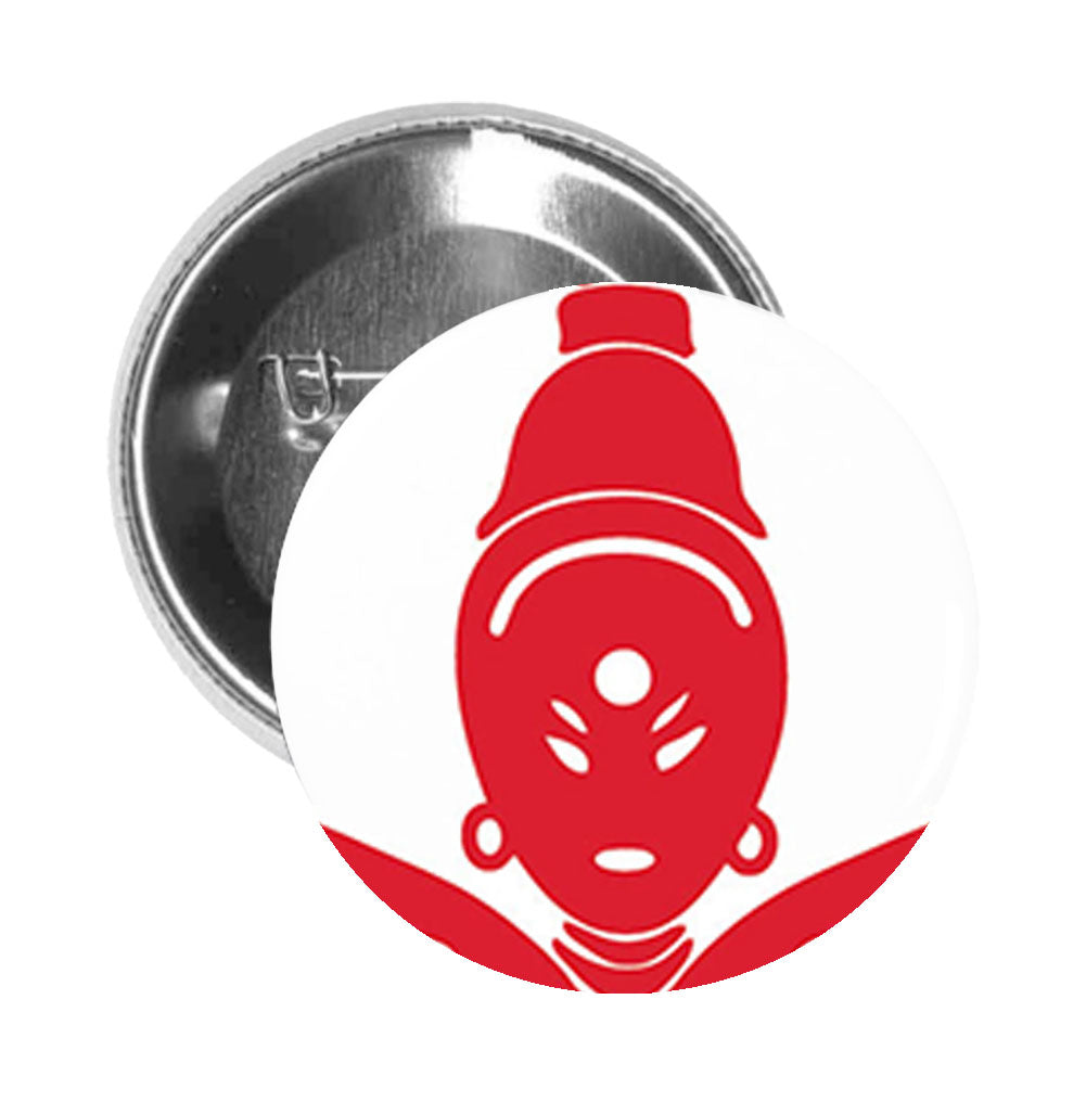 Round Pinback Button Pin Brooch Red Buddha With A Thousand Arms Religious Symbol Cartoon - Zoom