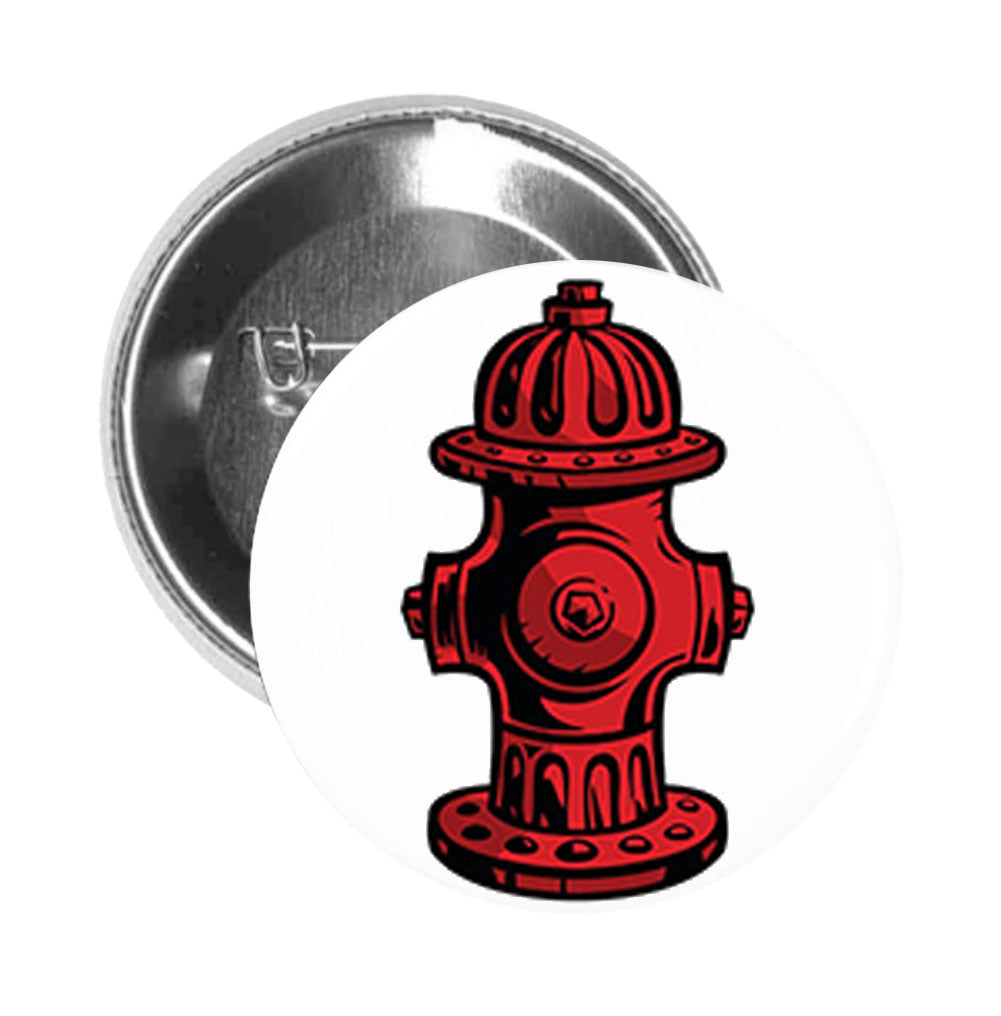 Round Pinback Button Pin Brooch Red Comic Book Fire Hydrant Cartoon