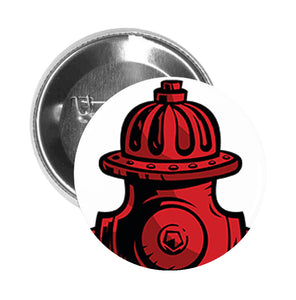 Round Pinback Button Pin Brooch Red Comic Book Fire Hydrant Cartoon - Zoom