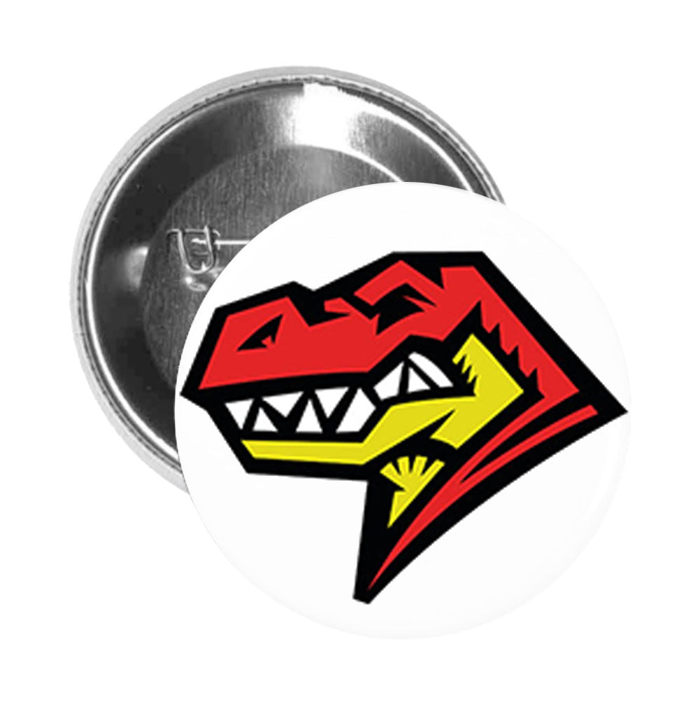 Round Pinback Button Pin Brooch Red Comic Dinosaur Cartoon