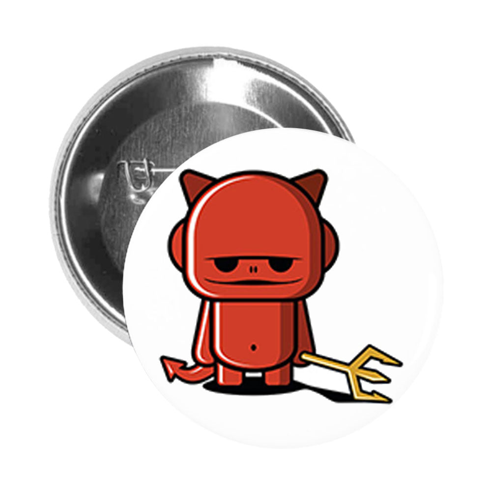 Round Pinback Button Pin Brooch Red Evil Devil Robot #1